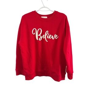Panache Apparel Red Beleive Crewneck Sweater Womens XL Luxury Contemporary Cozy‎